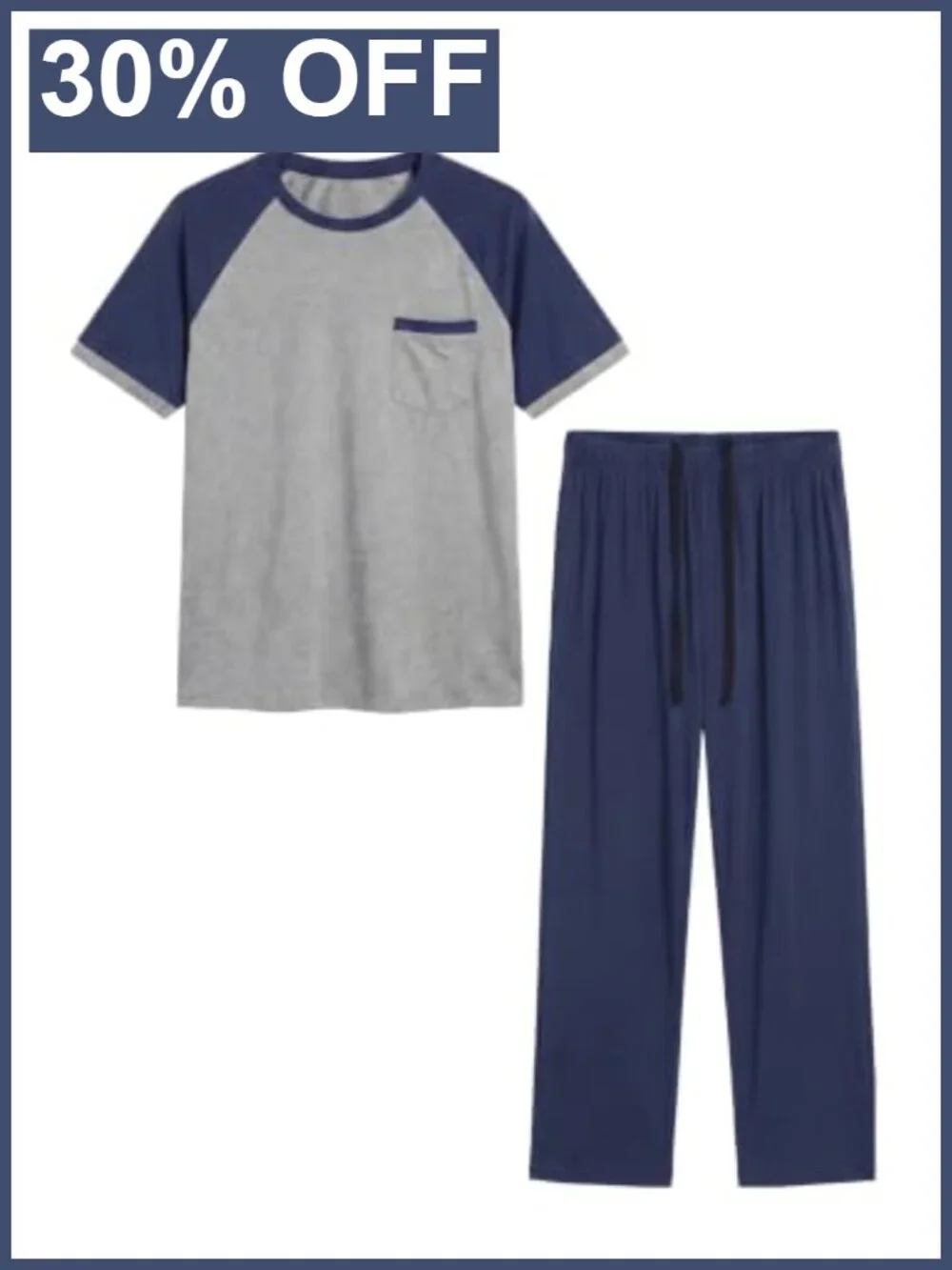 Men's 2pc Short Sleeve Pajama Set, Lightweight Sleepwear Lounge Set